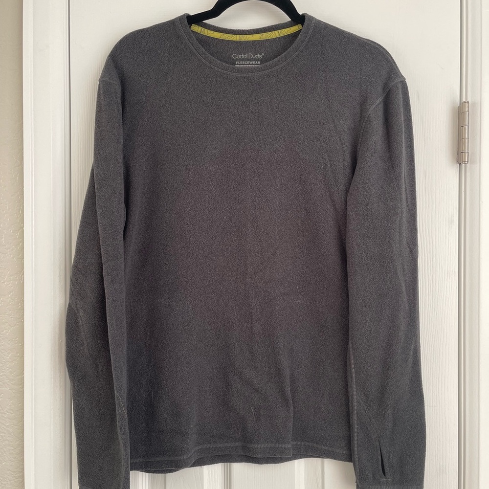 Gray Crewneck Sweater CuddleDuds Fleecewear Midweight